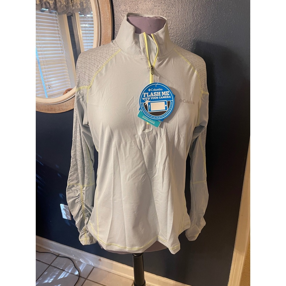 NWT Columbia Trail Flash Half Zip Long Sleeve Women's XL TG Light gray Omni Wick